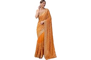 TRENDMALLS Women's Vichitra Silk Heavy Embroidery designer saree for women