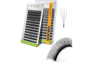 NAGARAKU 4D U Pestañas U Forma Naturales Esponjosas Flexibles Rizo Tejidas A Mano Suave Ligeras Finas Flor Compacta Cada Volumen Abanico Pestaña Luce Clara y Separada U Lash Negro Mate (0,07 C 8-15mm)