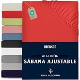 Dreamzie - Fitted sheets - 90 x 190/200cm - 100% cotton jersey | Red &middot; Height 22 cm &middot; Fitted Sheet &middot; Washable at 60 &deg; C &middot; Oek