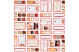 A-LuGei 32Stk Rosa Schubladen Organizer Schublade, Schreibtisch Schubladen Ordnungssystem Büro Zubehör Werkzeug Box, Kitchen Organizer Küche Kühlschrank, Schminktisch Make Up Organizer Kosmetik