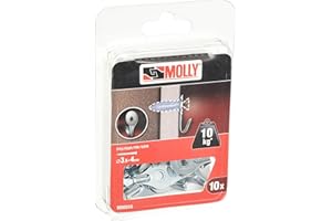 Molly M60010-XJ Crochets plats pour vis Ø 3.5/4 mm, Gris, Set de 10 Pièces