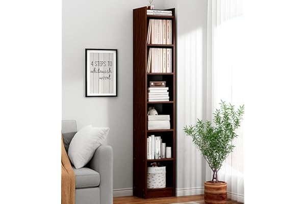 Enigmatic Woodworks Wooden Book Shelf for Home Library Bookshelf Stand Rack for Kids Students Self Organizer for Living & Study Room I DIY (Color-Flowery Wenge, Finish-Suede, 7-Tier)