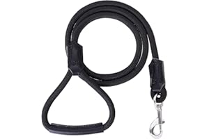 Mile High Life | Guinzaglio Cane in Corda | Inserti e Manico in Cuoio | Aggancio Robusto | Small Medium e Large | 1,2/1,5/1,8m | Argento/Nero/Marrone (Nero,120 CM)