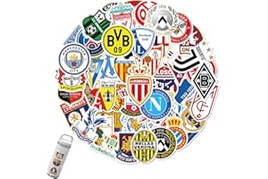 YOIMCKAY 50 Pegatinas de Logotipo del Equipo de Fútbol, Vinilo Impermeable para Botellas de Agua, Ordenador, Coches - Regalos para Adolescentes