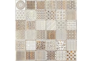Belvanr Schablonen Set 36 Stück Geometrische Wand Schablonen Stencil Schablonen Geometrische Waben Schablonen Zeichnung Malschablonen Schablonen für Möbel Wandgestaltung,Malen Zeichnen