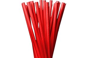 LAGETTO Jumbo Trinkhalme Papier XXL: 8 x 250 mm - 6 Farben 3 Packungsgrößen - Cocktail Strohhalme Papierstrohhalme Papiertrinkhalme (Rot, 100 Stück)