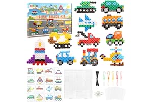 EIKEJI Set di perline da stiro grandi da 10 mm, 1500 perline XL con piastre, 16 colori maxi perline da stirare, 16 motivi e carta da stiro, perline XL, set creativo per bambini dai 3 anni in su