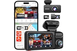 REDTIGER F17 Elite 4K+2.5K+1080P à l'avant et à L'arrière Dash Cam, STARVIS 2 IMX678 & IMX 675, Carte 128GB, Couleurs Nocturnes, écran Tactile, Contrôle Vocal, 5GHz WiFi 6, GPS, HDR, Mode Parking