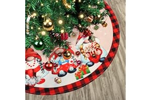 Figarge Weihnachtsbaumdecke Rund Großer Weihnachtsbaum Rock für Weihnachtsbaum Deko, Weihnachtsbaumrock Handwerk Baum Matte Weihnachtsbaum Boden Schürzen für Weihnachten Decor (Khaki + Rotkariert)