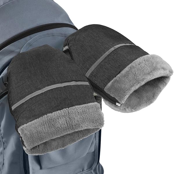 Gants De Poussette Imperméables Et Chauffants – Pour Parents – Isolation Coton, Doublure Polaire – Sangle Réglable – Compatible Plupart Poussettes Et Landaus – Couleur Noir