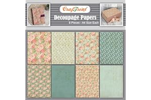 CrafTreat Reusable Floral Decoupage Paper for Crafts - Mini Flowers - Size: A4 (8.3 x 11.7 Inch) 8 Pcs - Flower Decoupage Paper for Wood, Furniture and Scrapboking