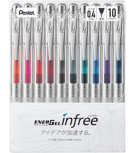 EnerGel Stifte Sampler Pack – 10 Stifte, Nadelspitze 0.3/0.5/0.7 Mm, Verschiedene Farben, Flüssige Gel-Tinte