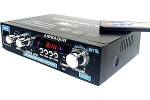 AWKAQUN Amplificatore Bluetooth 5.0, Mini Amplificatore Stereo Audio Hifi Ricevitore, Hi-Fi Digital Amp 2.0 Canali 200W con Ingresso USB/Scheda SD/FM Radio per Casa