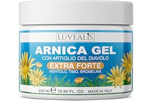 LUVEALIS Arnica per Cavalli Uso Umano 500ml Extra Forte, 100% Arnica Gel Forte, Potenziata con Artiglio del Diavolo Forte, Crema Arnica Azione Intensa per Massaggi a Muscoli e Articolazioni