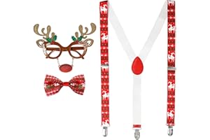 Widmann Unisex Reindeer set, glasses, suspenders and bow tie