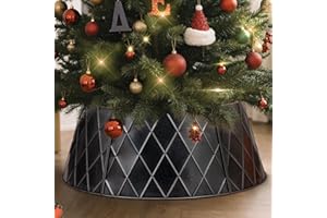 Lanpn Metall Weihnachtsbaum Kragen 60cm, Weihnachtsbaum Halsband Christmas Tree Collar Für Klein Mini S Wetterfest Für Kunstbäume Innen Außen - Weihnachtsdekoration (Schwarz, Raute)