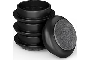 Medipaq Premium Felt Castor Cups for Wooden Floors & Smooth Surfaces - 4x Small 44mm diameter Black - Chair Leg Floor Protectors - Castors for Furniture - Furniture Cups