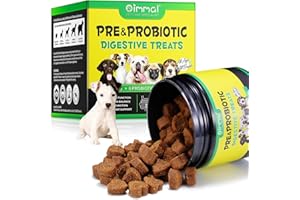 UOCASI Tabletas Masticables De Probióticos Para Perros,Golosinas Digestivas Pre Y Probióticas Para Todos Los Perros,Malestar Estomacal,Heces Sueltas E Hinchazón,Inmunidad, Picazón, Diarrea(300G, 120Unidades)