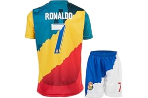 YOHA Ronaldo Madrid Manchester NASSR Trio Edizione Speciale Vintage #7 Set di maglia e pantaloncini per bambini Taglie Giovani