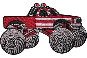 ELLU Monster Truck Embroidered Iron Sew On Patch Kids T Shirt Jeans Jacket Cap Badge