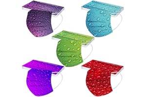 Qersh 50 Stück Erwachsene Mundschutz Einweg 3-lagig 3D Druck Mund und Nasenschutz Halstuch Mundschutz Drucken Cartoon Motiv Bunt Bandana Atmungsaktiv Mund-Tuch Halstuch Schals