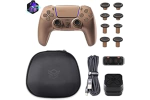 HEXGAMING ULTIMATE PRO Controlador de Juegos Profesional para ps5/PC/Móvil - 4 Botones Traseros/6 Perfiles Personalizables/Gatillos Ajustables/8 Joysticks Intercambiables-Efecto Hall (Mocha Estelar)