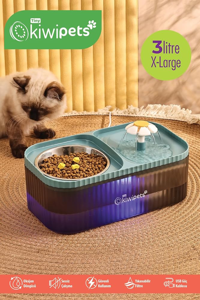 Kiwi Pets Kpf-10548 Mama Kabı ve Otomatik Evcil Hayvan Su Çeşmesi 98681438113429
