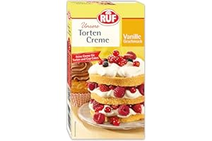 ‎RUF RUF Torten-Creme mit Vanille-Geschmack, luftig lockere Creme mit feiner Vanille-Note für Torten und Cupcakes, vielseitg abwandelbar, glutenfrei, 100g