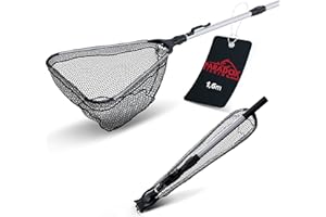 Paradox Fishing Gumowany podbierak 1,6 m/2,1 m I teleskopowy podbierak wędkarski gumowany podbierak do wędkowania i podbierak gumowany - podbierak wędkarski