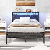 Sweiko Tweepersoonsbed, 140 X 200 Cm, Met Opbergruimte Aan Het Hoofdeinde En Metalen Lattenbodem Metalen Bedframe Bruin Sweiko Tweepersoonsbed, 140 X 200 Cm, Met Opbergruimte Aan Het Hoofdeinde En Metalen Lattenbodem Metalen Bedframe Bruin