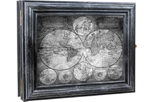 Cer-Plast Schlüsselkasten aus Holz Hängeschrank mit Schlüsselbrett Wandorganizer für Schlüsselaufbewahrungm Schlüsselschrank Vintage-Optik Holzschlüsselbox