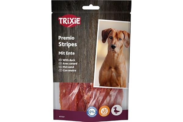 TRIXIE Friandises pour chien PREMIO Ducky Stripes - friandise savoureuse à la viande de canard, sans sucre ajouté ni gluten 100 g - 31537