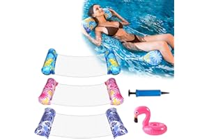 BQMEZRNUS 3PCS Inflatable Pool Floats Swimming Pool Inflatables for Adults 4 IN 1 Floats Hammock with 1 Air Pumps and 1 Coaster Water Hammock Inflatable Pool Chair Inflatable Pool Toys for Beach Summer Holiday