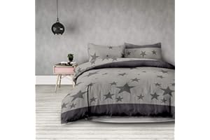 AmeliaHome Basic Collection Stardust Sterne - Copripiumino in Microfibra con Chiusura Lampo, Colore: Grigio Antracite, Microfibra, Stardust, 220x240 + 2 * 63x63