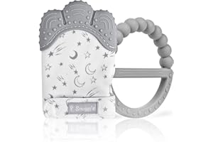 Precious Snuggle™ | 2 Pack Baby Teething Mitten 2023 | Baby Teether - 3 in 1 Set | Teething Glove | Prevents Finger Sucking | Baby Toy Essentials Teething Gift Packaging (Shooting Star)