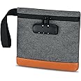 ORIA Smell Proof Bags with Combination Lock, 7.9x7.4 Inches Carbon Lined Odor Proof Bag Case Container with Zipper Lockable, PU Leather, Small Stash Travel Storage for Phone Wallet - Grey