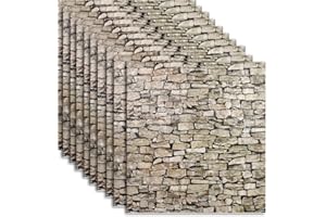 URCHEERS 10 x paneles autoadhesivos de papel pintado 3D para pared, revestimiento mural con aspecto de piedra para baño, balcón, cocinas, 77 x 70 cm, natural
