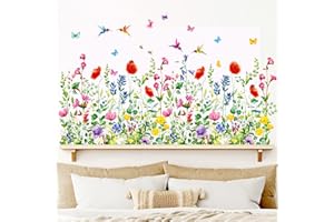 DECOWALL SG-2114 Jardín Flores Niños Pegatinas de pared Calcomanías Despegar y pegar extraíbles para la guardería Dormitorio Sala de estar Arte murales decoraciones