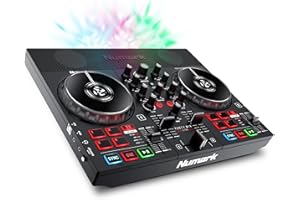 Numark Party Mix Live DJ Controller mit Lautsprechern, Lichtshow, 2 Decks, Mixer, Audio Interface und Serato DJ Lite