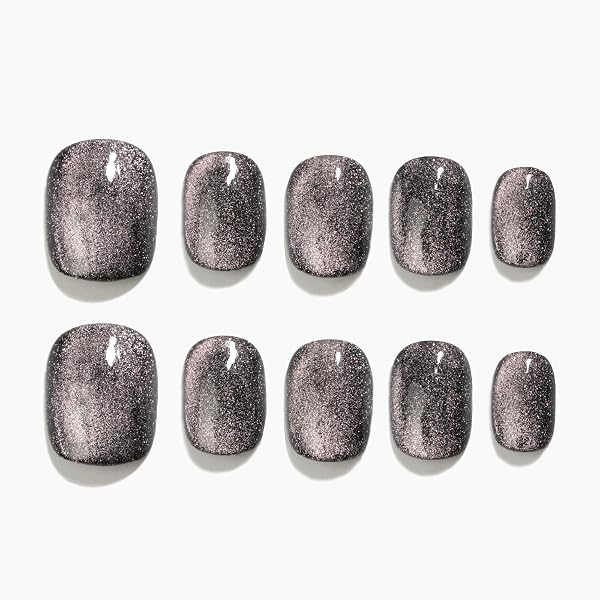 Sun&Beam Nails Aufklebernägel – Mandelform, Blau-Silber Gradient Mit Glitzer, Inkl. Klebepads