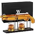 The Wine Things Whiskey Decanter Set for Men, 20.3 Oz Whiskey Decanter Set with Two 8.45 Oz Glasses, Unique Dad Birthday Gift Ideas from Daughter Son, Cool Liquor Dispenser for Home Bar