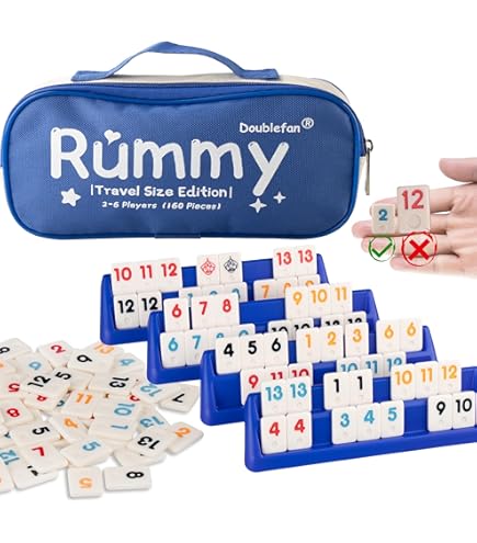 Rummy Cube 6 Player Edition With 6 Wooden Racks Trays 160 Numbers Rummy Tiles Set Zippered Case Rummy Travel Game Set Classic Board Games Family Adults Pa