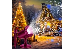 SKIBILES Proyector de Copos de Nieve, IP65 Impermeable Proyector para Luces de Navidad, Lámpara de Proyección de Copo de Nieve Decorativas para Interior y Exterior para Decoración Navideña, Jardín, Fiest