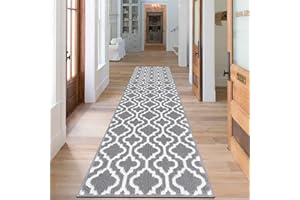 SHACOS Long Hallway Runner Rug Non Slip 60 x 240 cm Grey Washable Hall Runner Narrow Rug Floor Carpet Runners for Hallway Kitchen Entryway