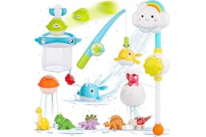 CRIOLPO zabawka do wanny od 3 lat, z torbą do przechowywania, zabawka do kąpieli, zabawka do kąpieli, zabawka wodna dla dzieci z prysznicem, bez wiatru, gra wędkarska, prezent dla dziewcząt i chłopców