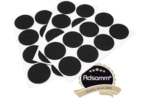 Adsamm® / 24 x feltrini autoadesivi/Nero/ø 60 mm/Rotondo/piedini per mobili in feltro da 3.5 mm di spessore/pad protettivi per arredi