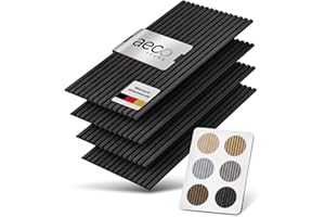 Aeco Sound® - Panneaux Acoustiques En Bois, 4 Pièces De 120x60 cm (= 2,88m²) - Feutre Acoustique (Noir) & Placage En Bois Véritable (Techwood) - Revêtement Mural 3D, Isolation Phonique