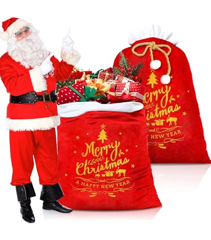 PRETYZOOM Weihnachten Säckchen – Nikolaussäckchen 37x20cm Mit Kordelzug, Zum Befüllen Mit Süßigkeiten