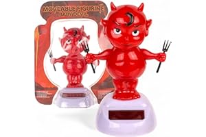 MIJOMA Figurine mobile à énergie solaire - En plastique - Avec cellule solaire - Hauteur : 10 cm - Pas besoin de piles - Pour rebords de fenêtre, voitures et endroits ensoleillés (diable rouge)