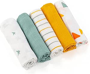 Niimo Set 10 Mussole Neonato 80x80 Cm In Cotone 100% - Morbide, Traspiranti E Multiuso: Copertina, Asciugamano, Bavaglio - 5